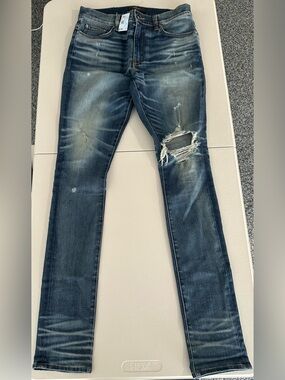 Amiri Men's Distressed Blue Slim Jeans